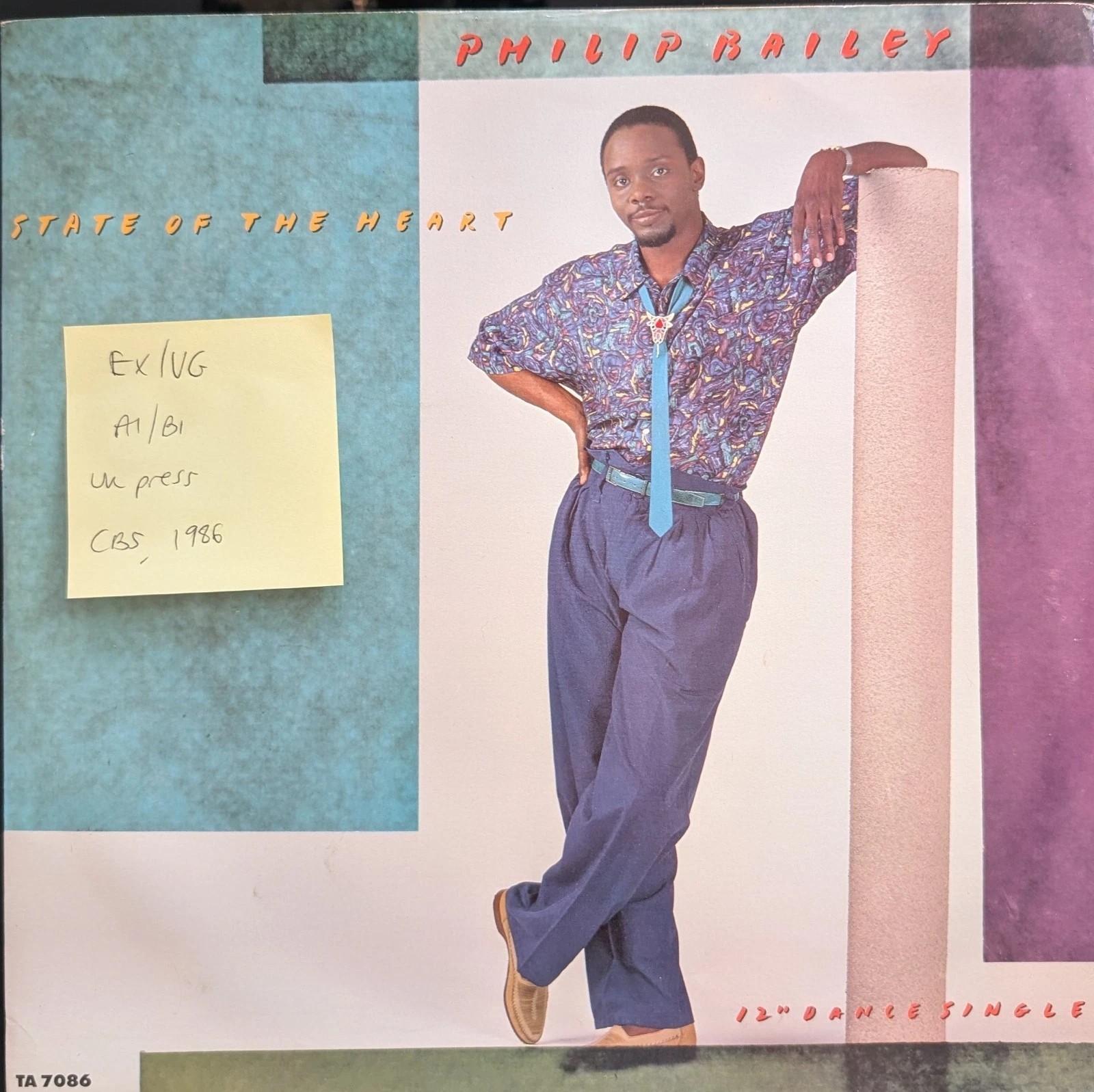 Philip Bailey State Of The Heart Vinyl Record 12" EX/VG TA7086 1986 sleeve Philip Bailey State Of The Heart Vinyl Record 12" EX/VG TA7086 1986 sleeve