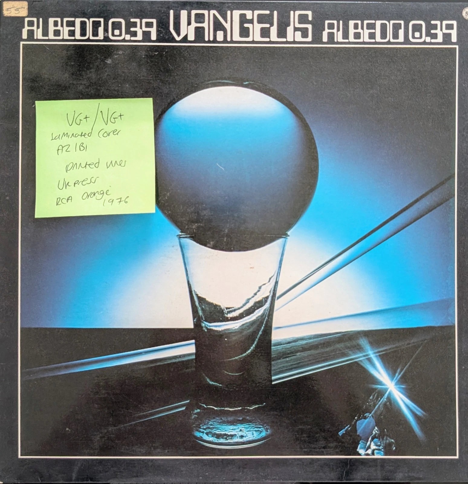 Vangelis Albedo 0.39 Vinyl Record LP VG+/VG+ RS 1080 1976 sleeve Vangelis Albedo 0.39 Vinyl Record LP VG+/VG+ RS 1080 1976 sleeve