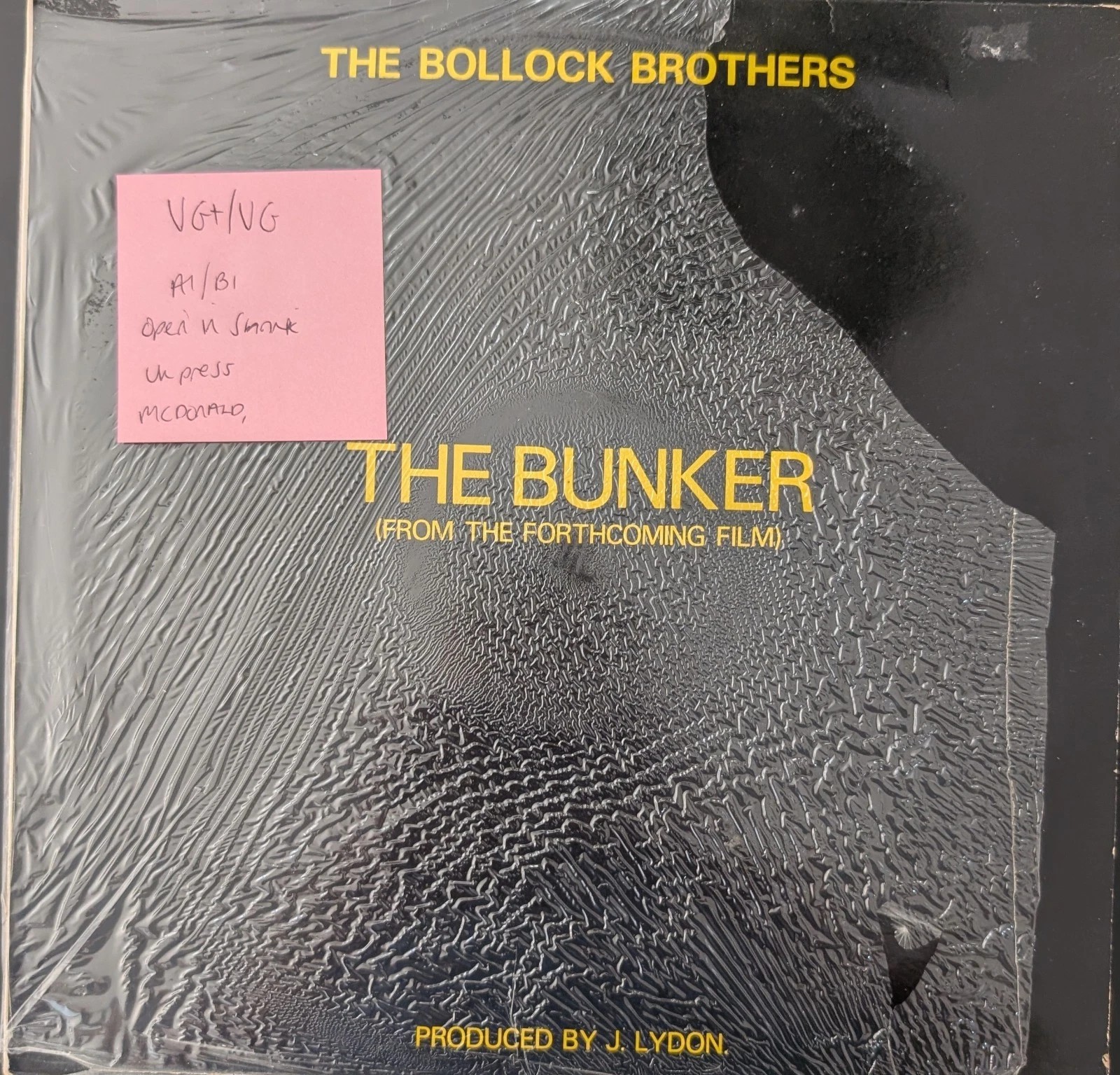 The Bollock Brothers The Bunker Vinyl Record VG+/VG 1980 sleeve The Bollock Brothers The Bunker Vinyl Record VG+/VG 1980 sleeve