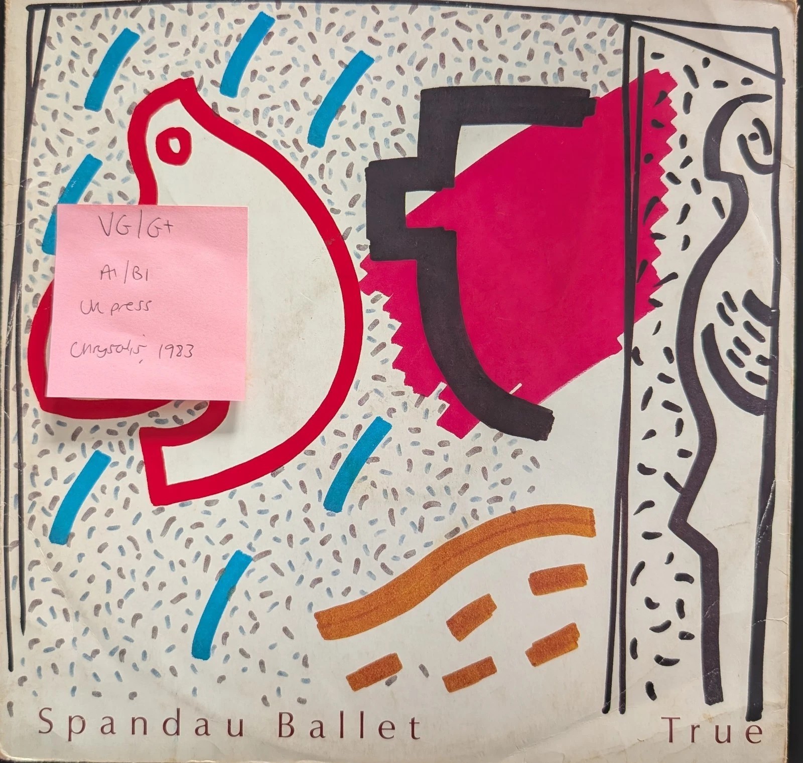 Spandau Ballet True Vinyl Record 12" VG/G+ SPANX 1 1983 sleeve Spandau Ballet True Vinyl Record 12" VG/G+ SPANX 1 1983 sleeve