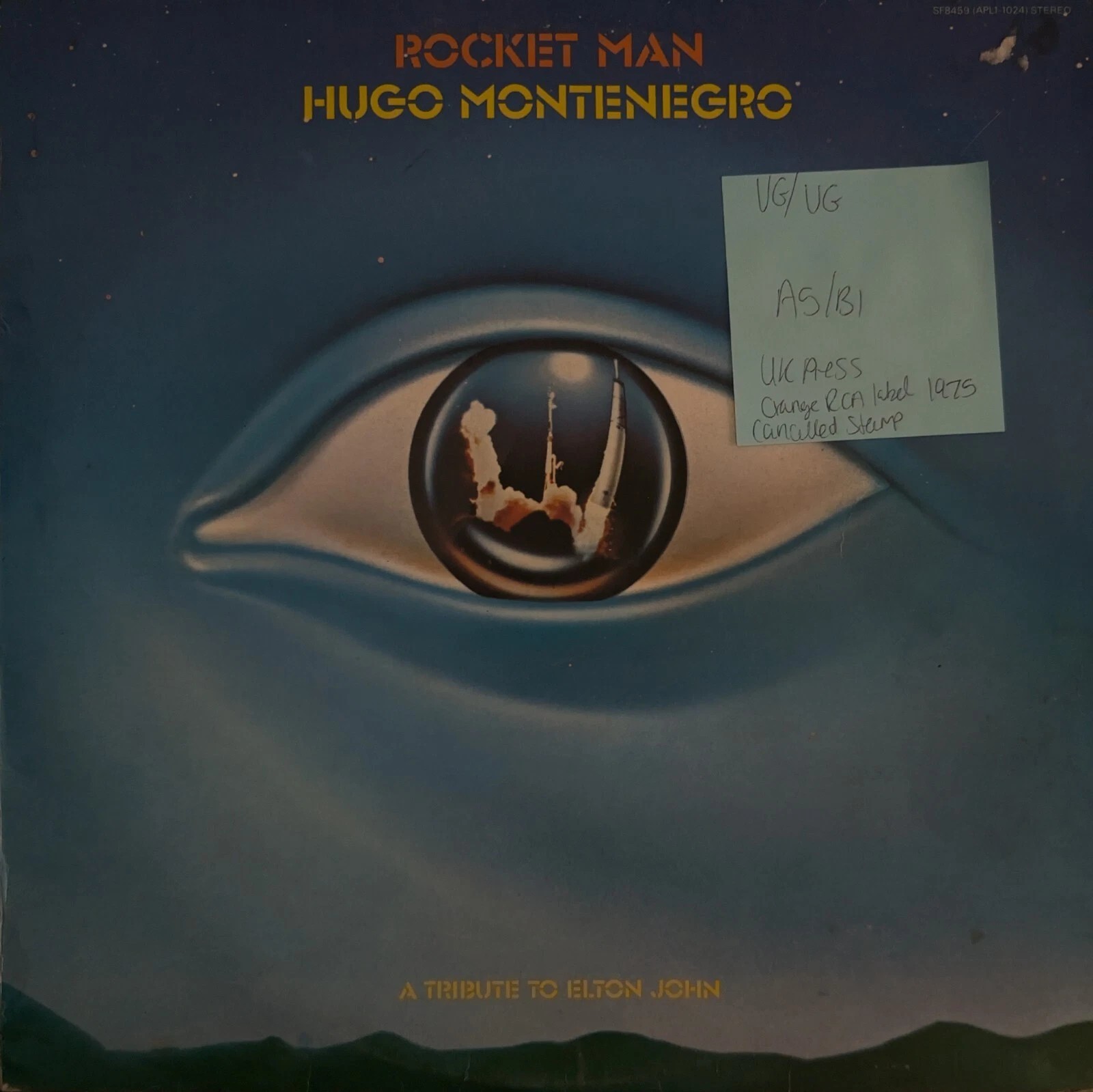Hugo Montenegro Rocket Man Tribute To Elton John Vinyl Record VG/VG SF8459 1975 sleeve Hugo Montenegro Rocket Man Tribute To Elton John Vinyl Record VG/VG SF8459 1975 sleeve