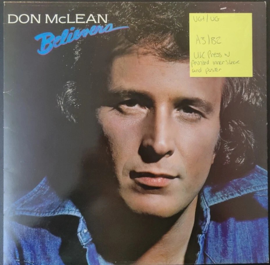 Don McLean Believers Vinyl Record LP VG+/VG EMC3396 1981 sleeve Don McLean Believers Vinyl Record LP VG+/VG EMC3396 1981 sleeve