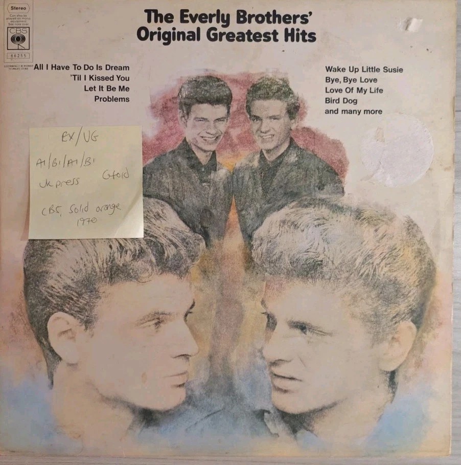 The Everley Brothers The Greatest Hits Vinyl Record EX/VG CBS 66255 1970 sleeve The Everley Brothers The Greatest Hits Vinyl Record EX/VG CBS 66255 1970 sleeve