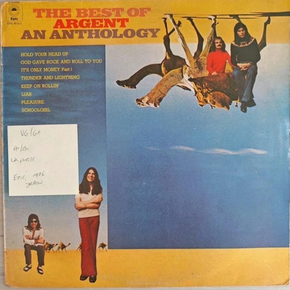 Argent The Best Of Argent An Anthology Vinyl Record VG/G+ EPC81322 1976 sleeve Argent The Best Of Argent An Anthology Vinyl Record VG/G+ EPC81322 1976 sleeve