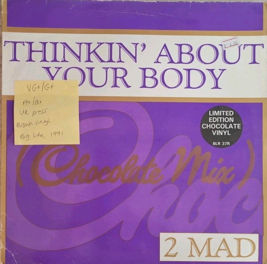2 Mad Thinkin About Your Body Brown Vinyl Record VG+/G+ BLR37R 1991 sleeve 2 Mad Thinkin About Your Body Brown Vinyl Record VG+/G+ BLR37R 1991 sleeve