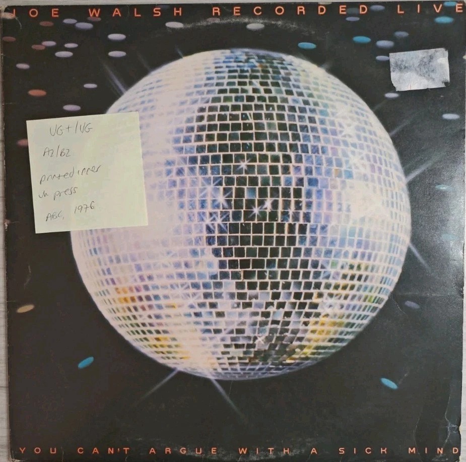 Joe Walsh You Can’t Argue with A Sick Mind Vinyl Record LP VG+/VG ABCL 5156 1976 sleeve Joe Walsh You Can’t Argue with A Sick Mind Vinyl Record LP VG+/VG ABCL 5156 1976 sleeve