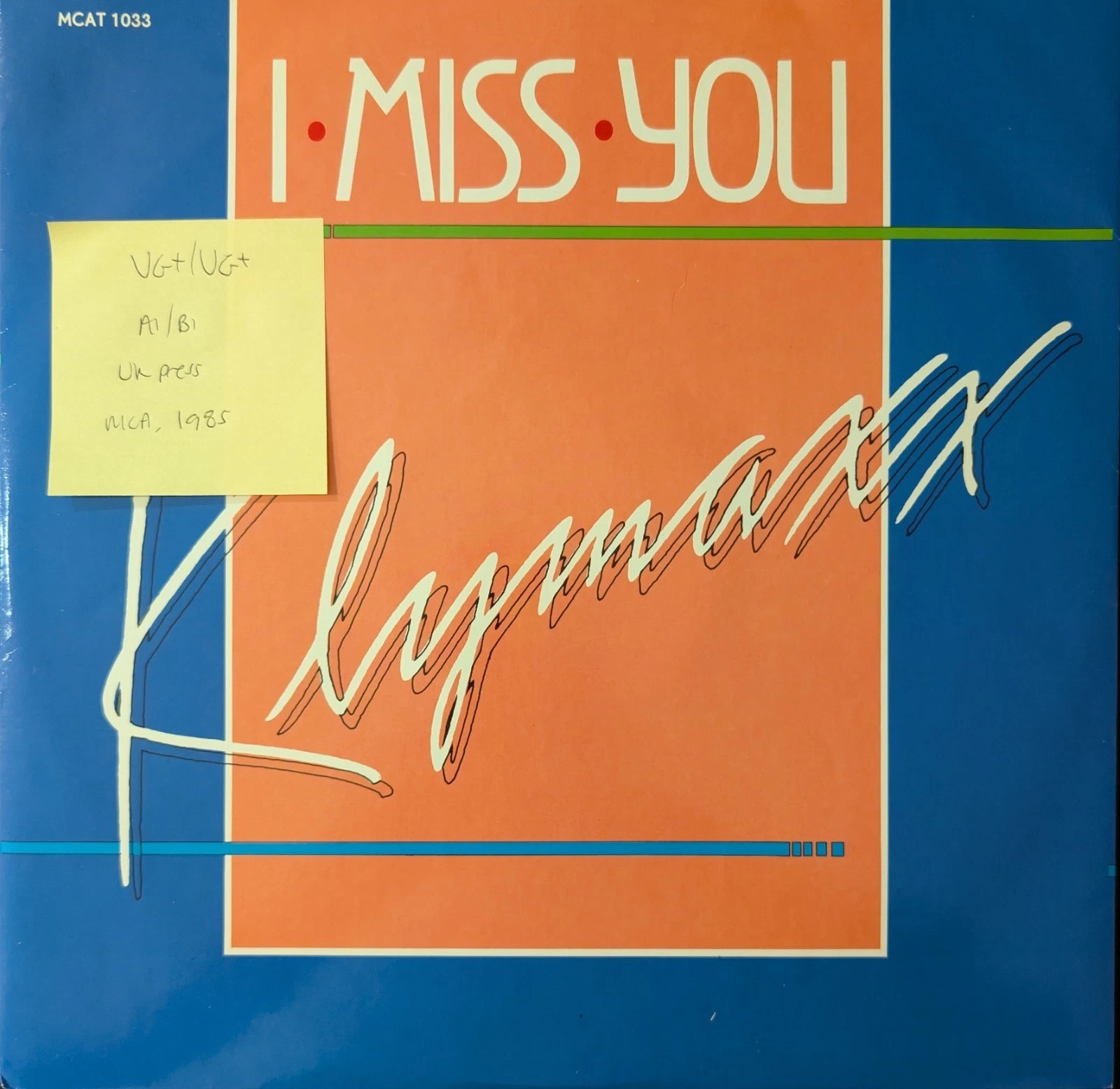 Klymaxx I Miss You Vinyl Record 12" VG+/VG+ MCAT1033 1985 sleeve Klymaxx I Miss You Vinyl Record 12" VG+/VG+ MCAT1033 1985 sleeve