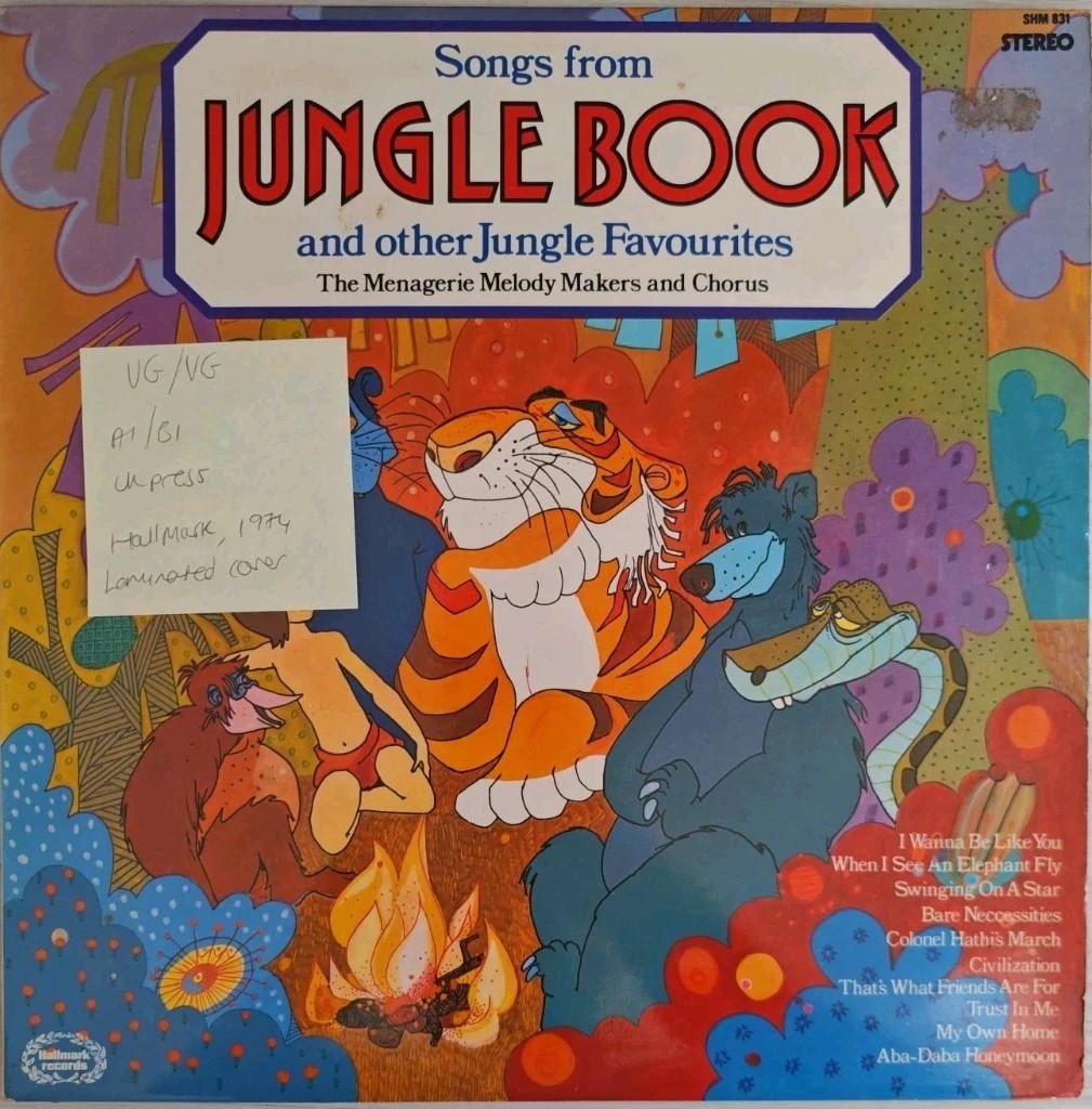 Menagerie Melody Makers Songs From The Jungle Book Vinyl Record LP VG/VG SHM831 sleeve Menagerie Melody Makers Songs From The Jungle Book Vinyl Record LP VG/VG SHM831 sleeve
