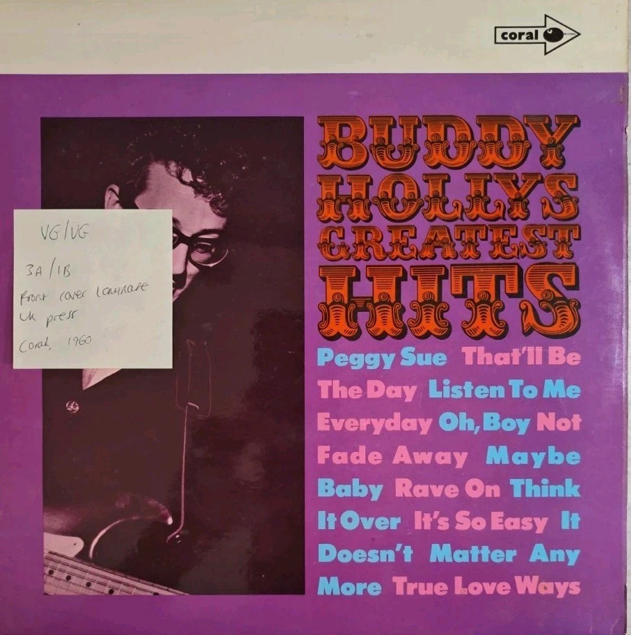 Buddy Holly Greatest Hits Vinyl Record LP VG/VG CP8 1960 sleeve Buddy Holly Greatest Hits Vinyl Record LP VG/VG CP8 1960 sleeve