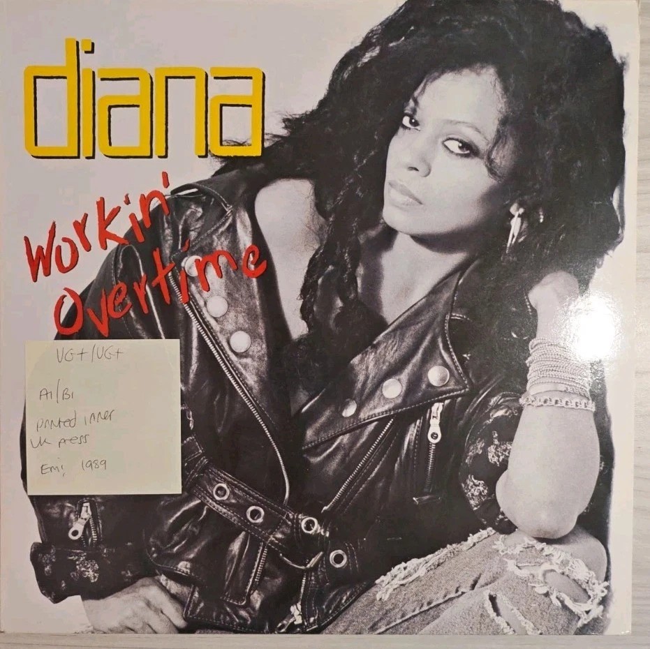 Diana Ross Workin' Overtime Vinyl Record LP VG+/VG+ EMD1009 1989 sleeve Diana Ross Workin' Overtime Vinyl Record LP VG+/VG+ EMD1009 1989 sleeve
