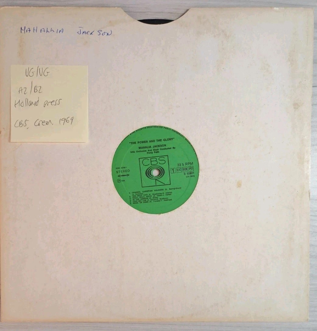 Mahalia Jackson The Power And The Glory Vinyl Record VG/VG XSM49746-1 1969 vinyl record sleeve Mahalia Jackson The Power And The Glory Vinyl Record VG/VG XSM49746-1 1969 vinyl record sleeve