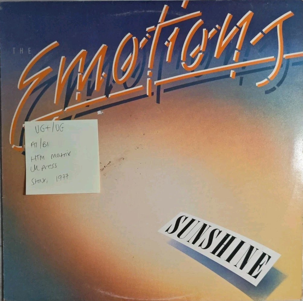 The Emotions Sunshine Vinyl Record LP VG+/G+ STX3003 1977 sleeve The Emotions Sunshine Vinyl Record LP VG+/G+ STX3003 1977 sleeve