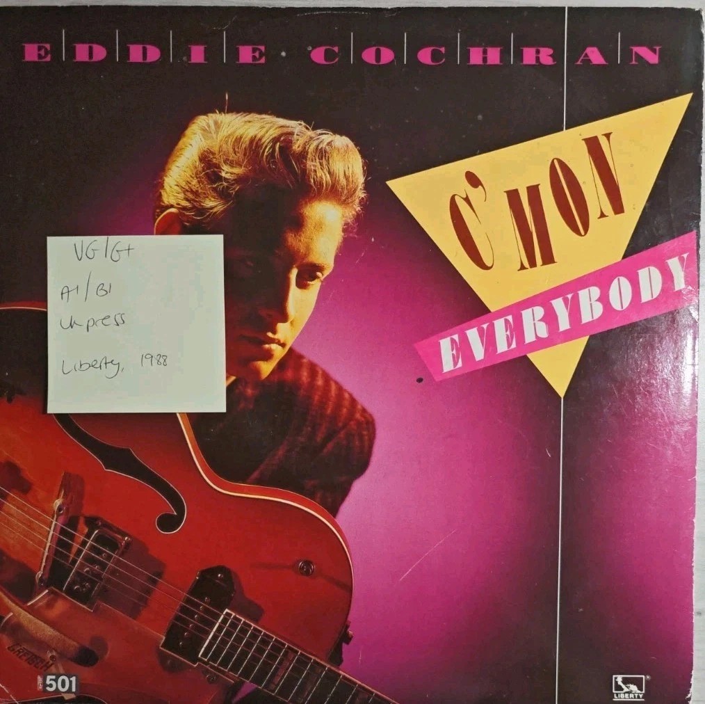 Eddie Cochran C'mon Everybody Vinyl Record 12" VG/G+ 12 EDDIE 501 1988 sleeve Eddie Cochran C'mon Everybody Vinyl Record 12" VG/G+ 12 EDDIE 501 1988 sleeve