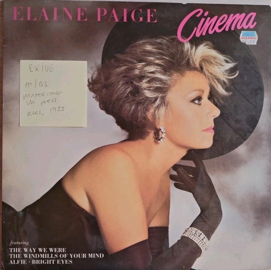 Elaine Paige Cinema Vinyl Record LP EX/VG NE 1282 1983 vinyl record sleeve Elaine Paige Cinema Vinyl Record LP EX/VG NE 1282 1983 vinyl record sleeve