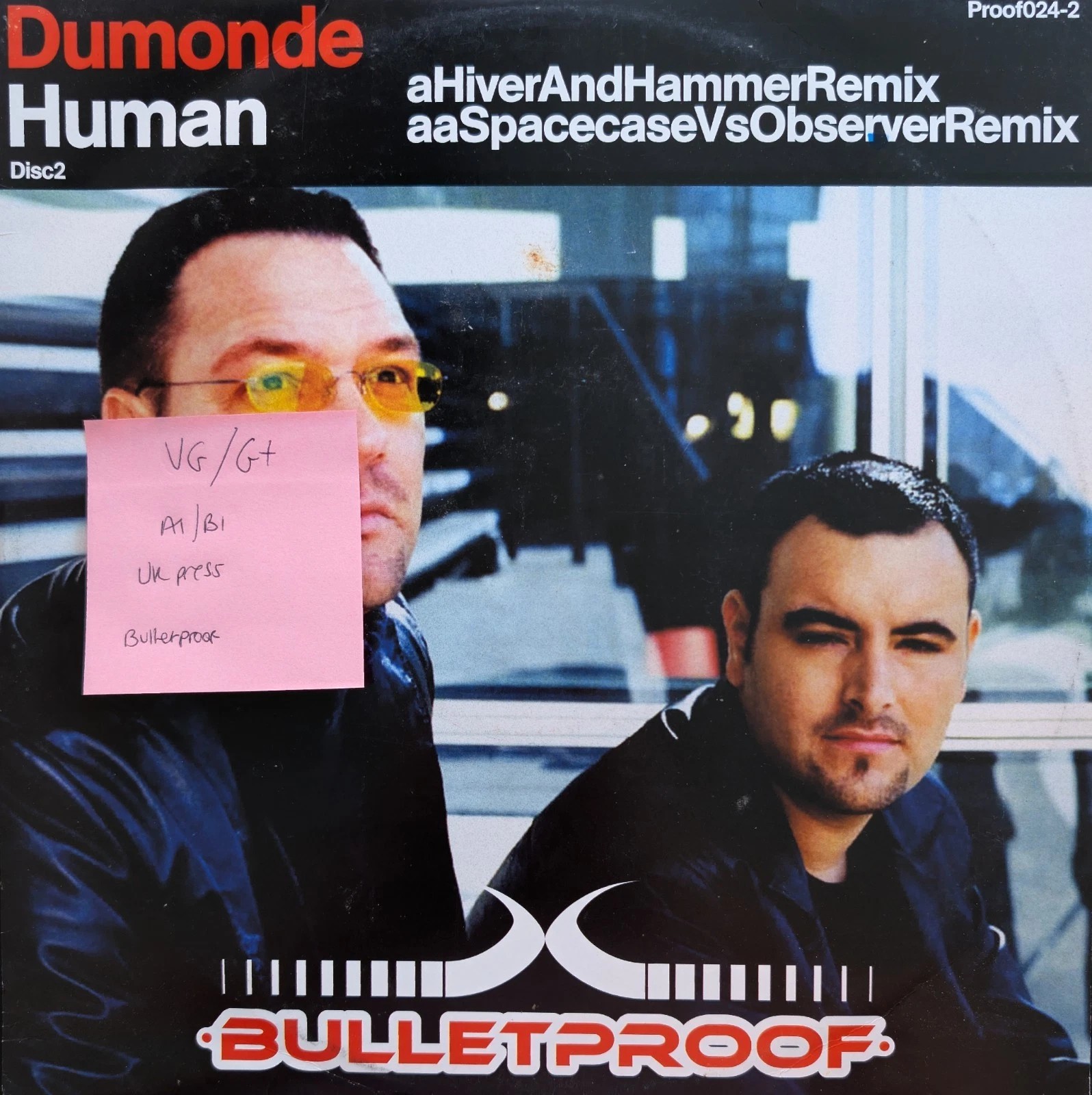 Dumonde Human Vinyl Record 12" VG/G+ PROOF024-2 1st Press sleeve Dumonde Human Vinyl Record 12" VG/G+ PROOF024-2 1st Press sleeve