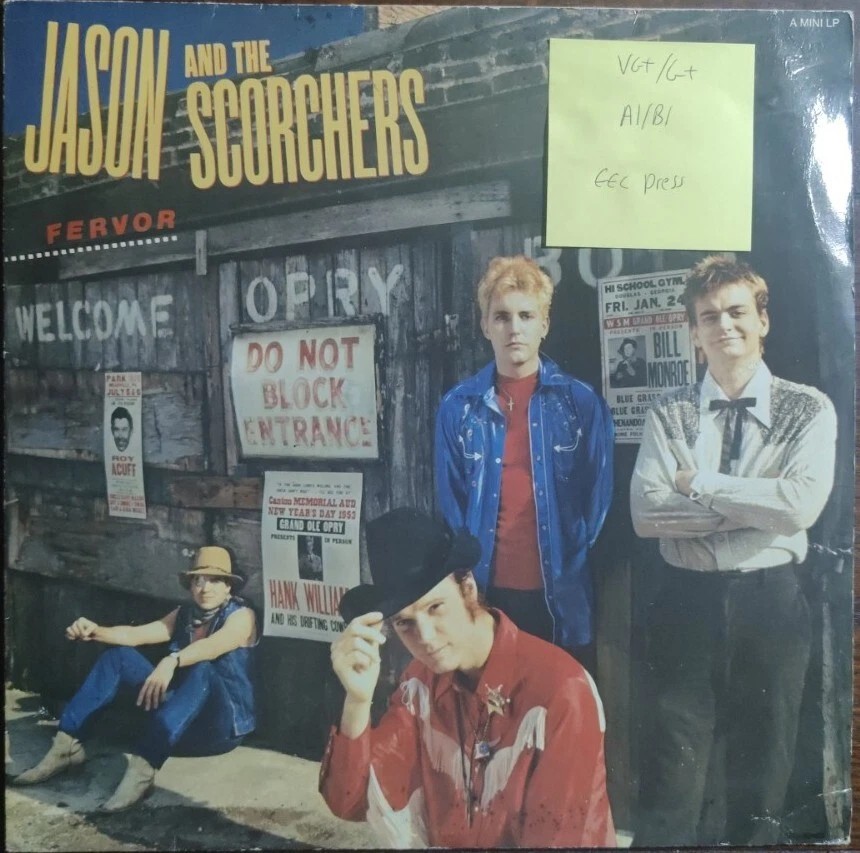 Jason And The Scorchers Fervor Vinyl Record VG+/G+ 1A038 1984 1st Press sleeve Jason And The Scorchers Fervor Vinyl Record VG+/G+ 1A038 1984 1st Press sleeve