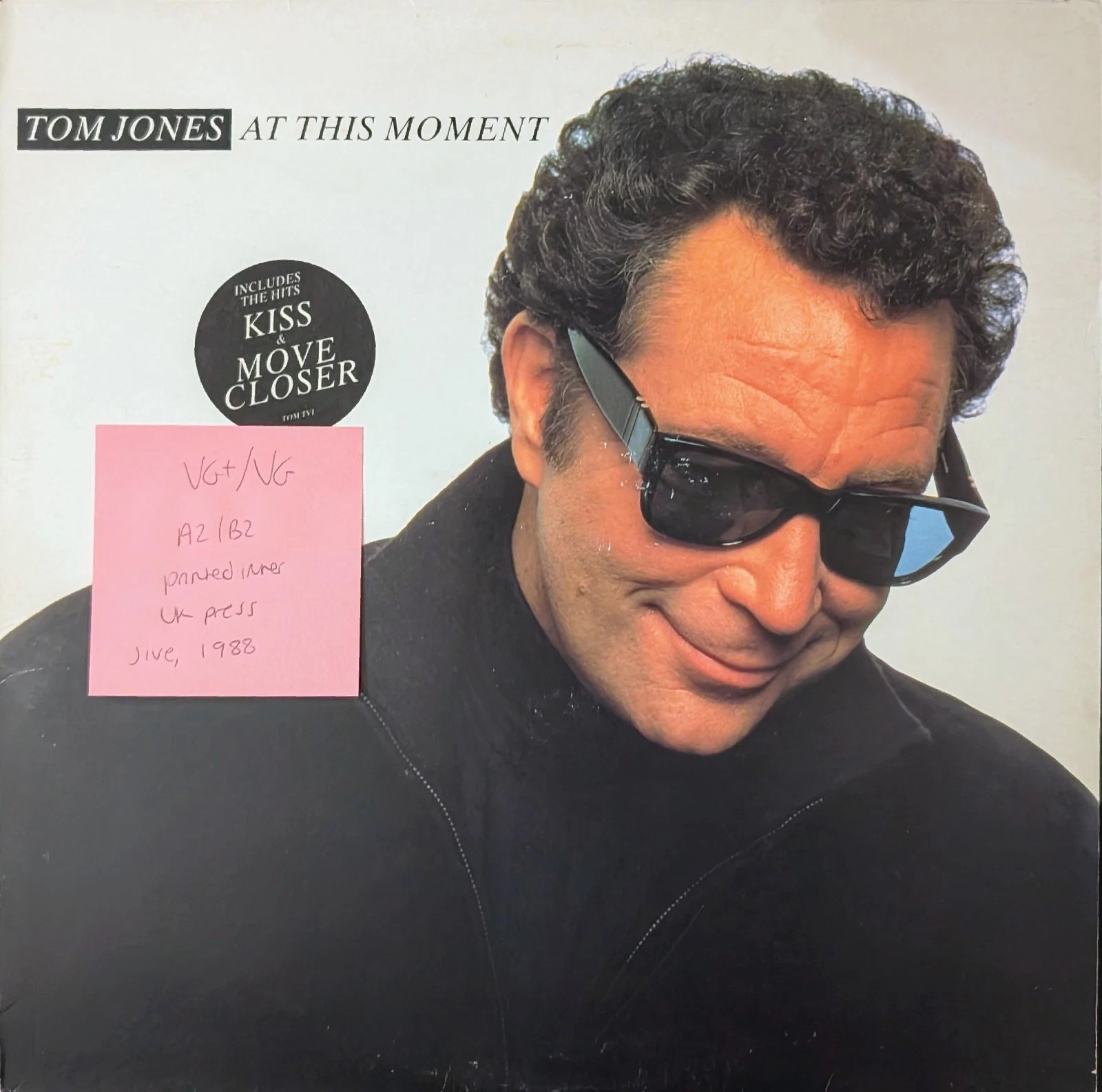 Tom Jones At This Moment Vinyl Record LP VG+/VG TOMTV1 1988 sleeve Tom Jones At This Moment Vinyl Record LP VG+/VG TOMTV1 1988 sleeve