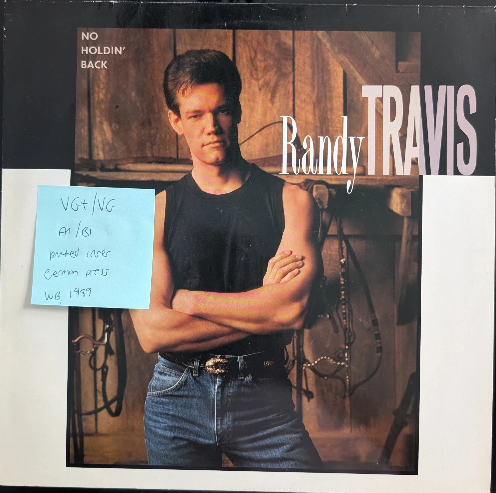 Randy Travis No Holdin' Back Vinyl Record LP VG+/VG WX292 1989 sleeve Randy Travis No Holdin' Back Vinyl Record LP VG+/VG WX292 1989 sleeve