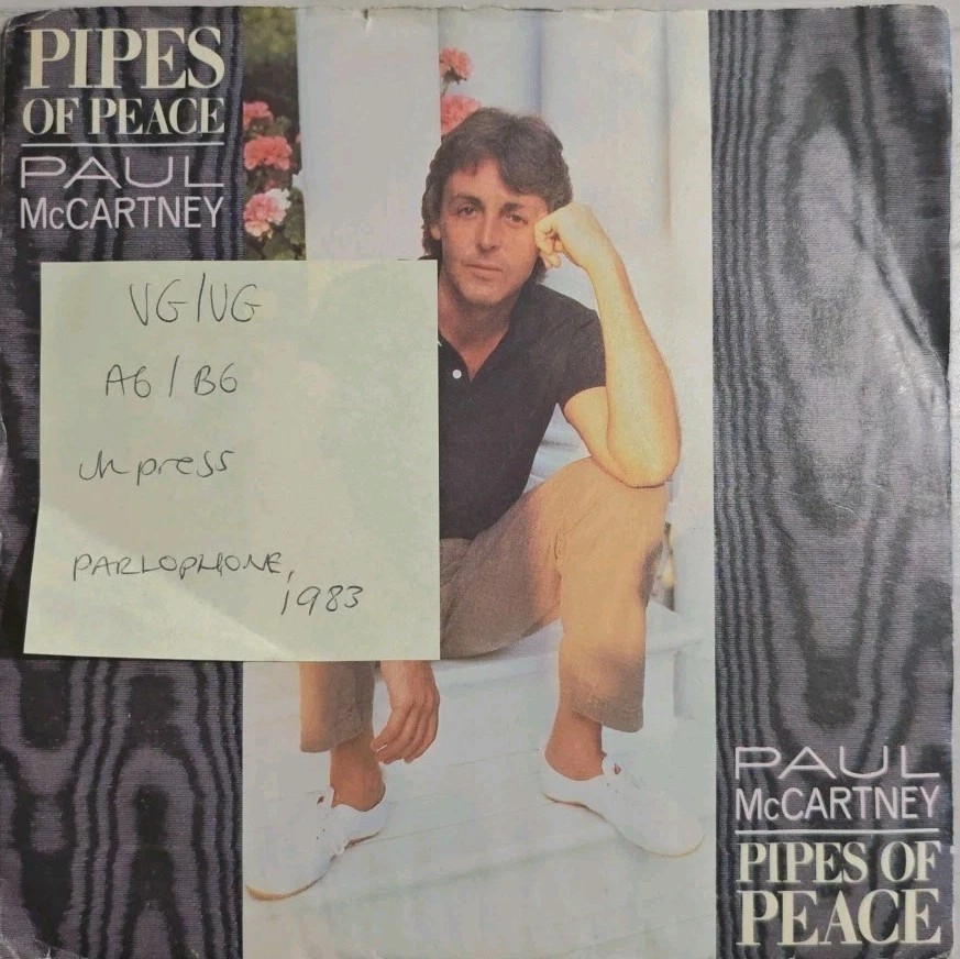 Paul McCartney Pipes of Peace Vinyl Record 7" VG/VG R6064 1983 sleeve Paul McCartney Pipes of Peace Vinyl Record 7" VG/VG R6064 1983 sleeve