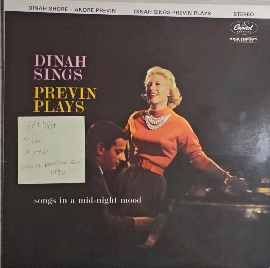 Dinah Shore Previn Plays Vinyl Record LP VG+/VG+ CAPS260008 1984 sleeve Dinah Shore Previn Plays Vinyl Record LP VG+/VG+ CAPS260008 1984 sleeve