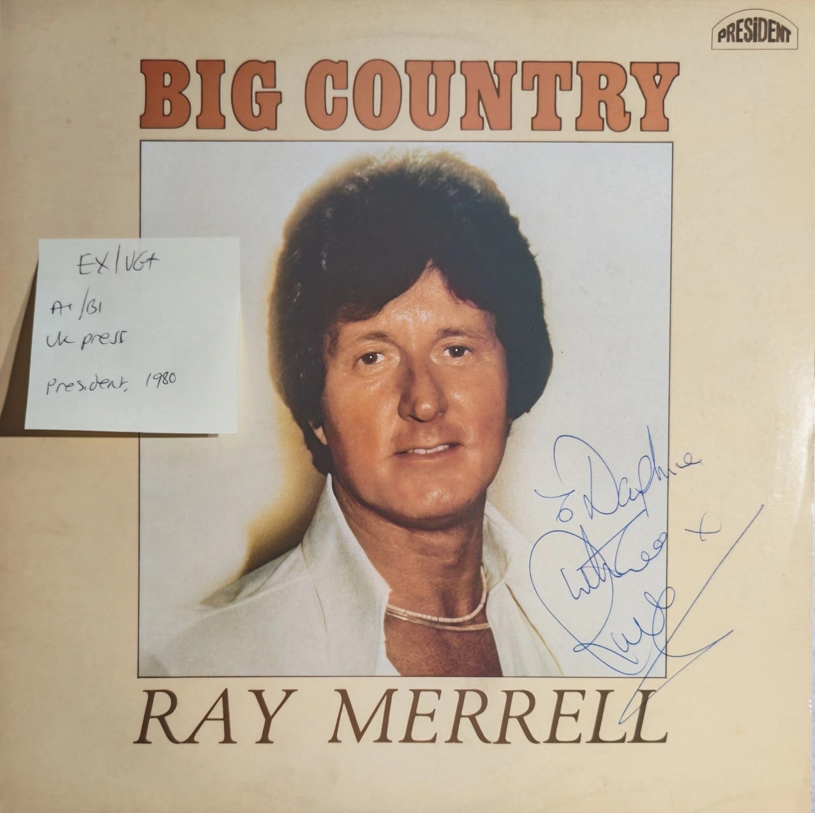 Ray Merrell Big Country Vinyl Record LP EX/VG+ PRX 18 1980 sleeve Ray Merrell Big Country Vinyl Record LP EX/VG+ PRX 18 1980 sleeve