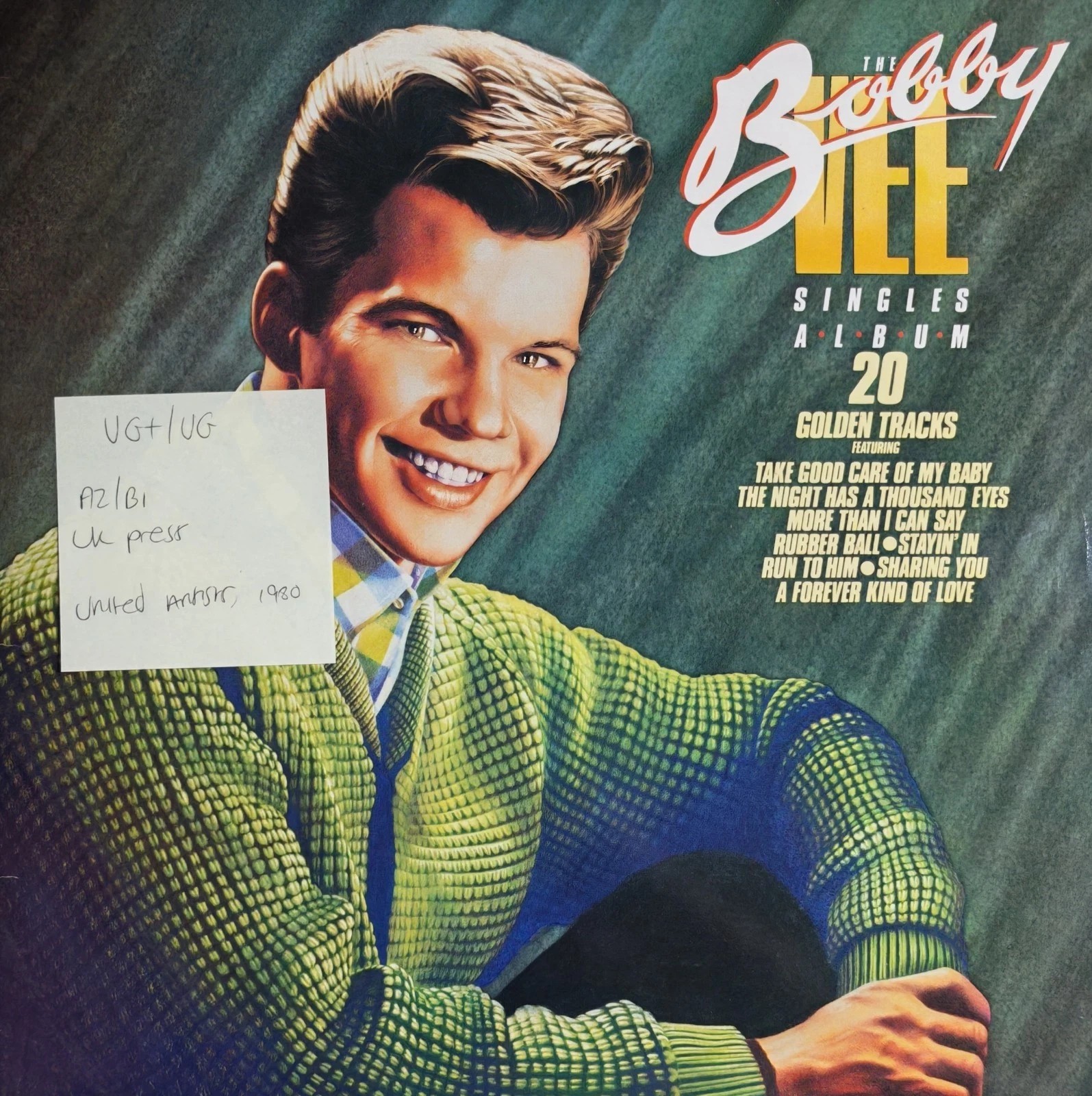Bobby Vee The Bobby Vee Singles Album Vinyl Record LP VG+/VG UAG 30253 1980 sleeve Bobby Vee The Bobby Vee Singles Album Vinyl Record LP VG+/VG UAG 30253 1980 sleeve