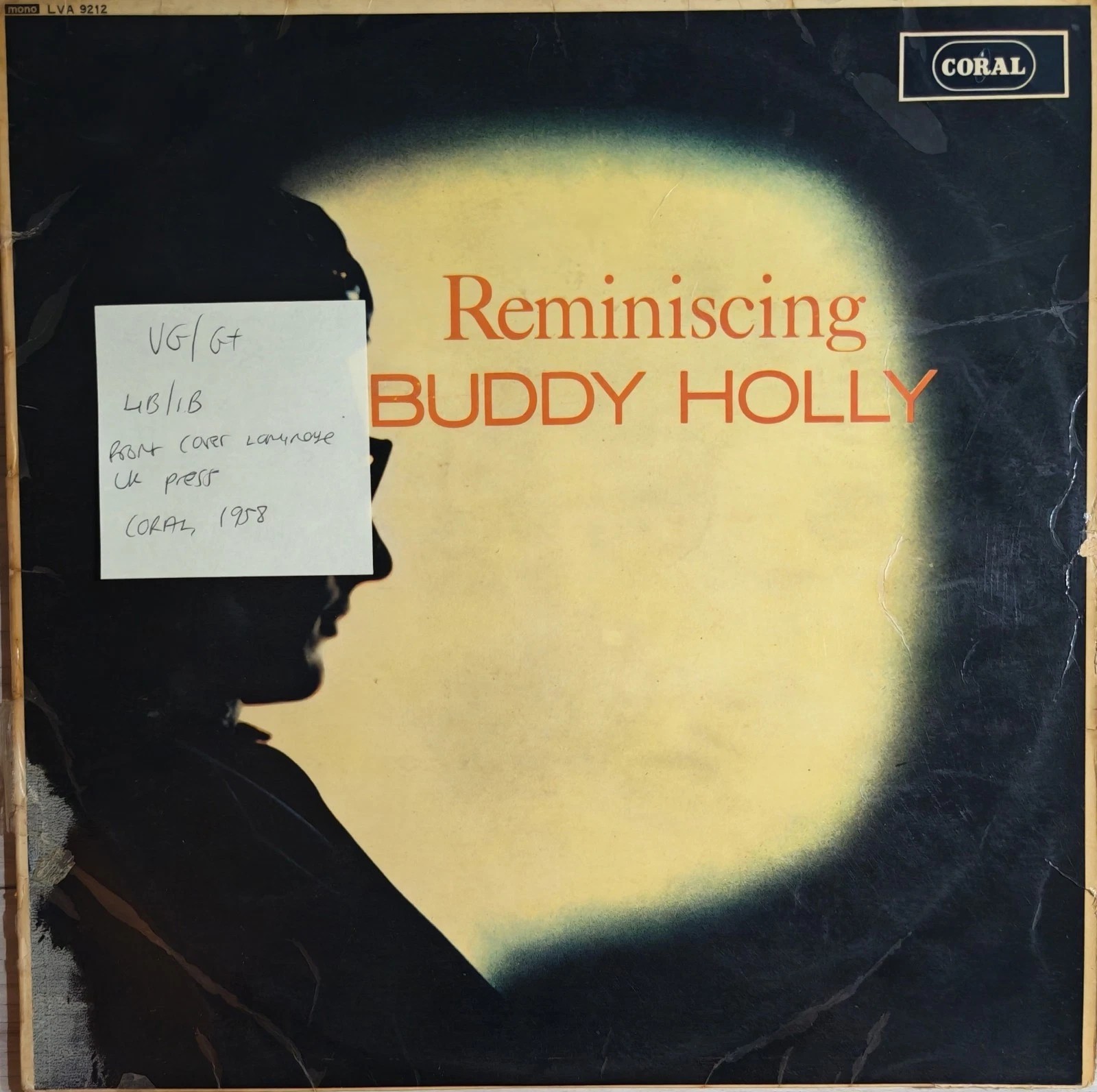 Buddy Holly Reminiscing Vinyl Record LP VG/G+ LVA 9212 1963 sleeve Buddy Holly Reminiscing Vinyl Record LP VG/G+ LVA 9212 1963 sleeve