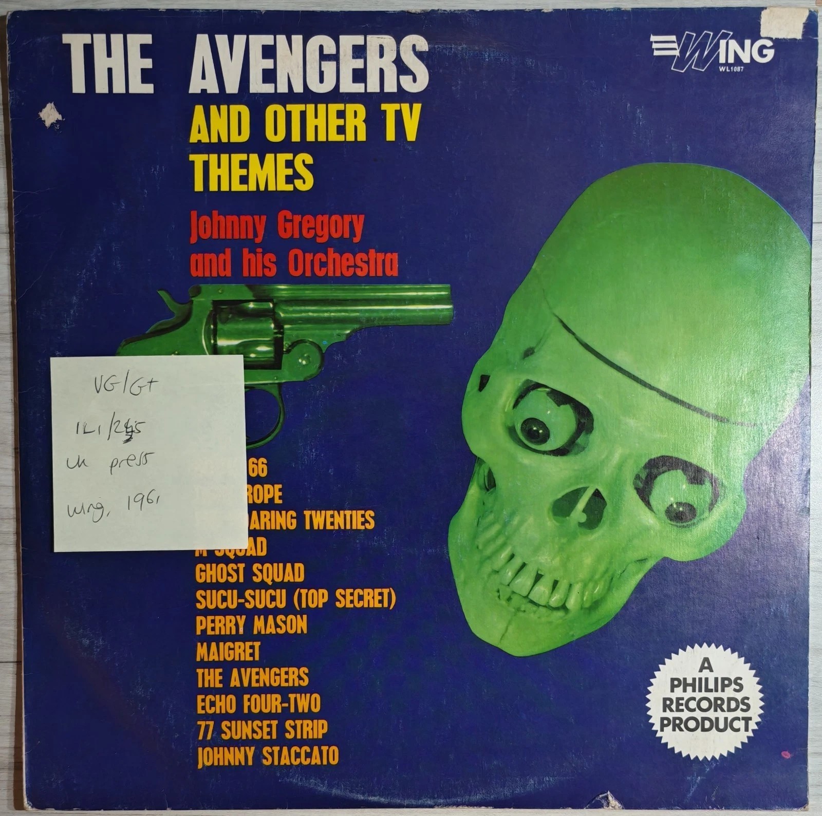 Johnny Gregory And His Orchestra The Avengers Vinyl Record LP VG/G+ WL 1087 1966 sleeve Johnny Gregory And His Orchestra The Avengers Vinyl Record LP VG/G+ WL 1087 1966 sleeve