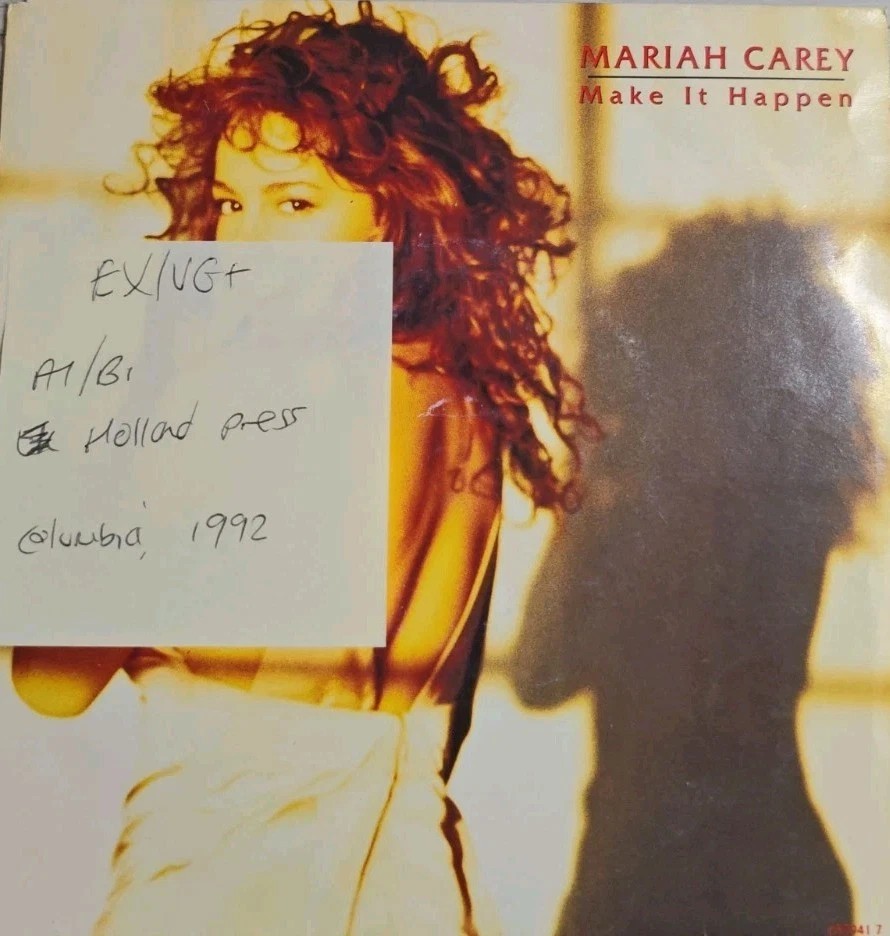 Mariah Carey Make It Happen Vinyl Record 7" EX/VG+ 657941 7 1992 sleeve Mariah Carey Make It Happen Vinyl Record 7" EX/VG+ 657941 7 1992 sleeve