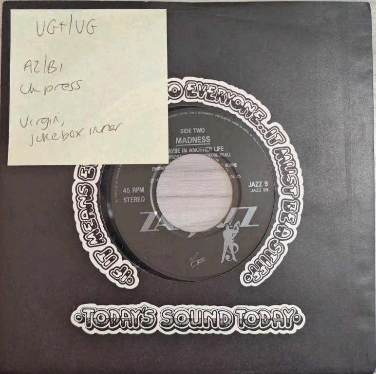 Madness Waiting For The Ghost Train Vinyl Record 7" VG+/VG JAZZ9 1986 sleeve Madness Waiting For The Ghost Train Vinyl Record 7" VG+/VG JAZZ9 1986 sleeve