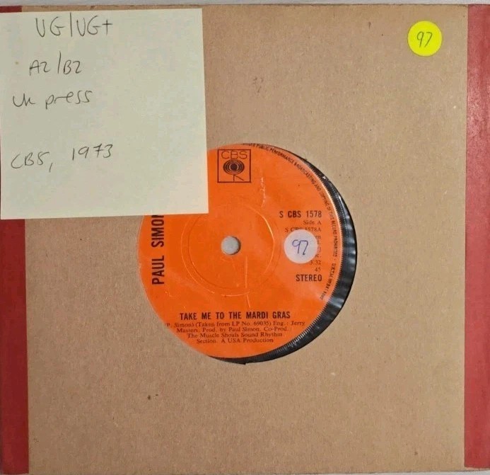 Paul Simon Kodachrome Vinyl Record 7" VG/VG+ CBS 1578 1973 sleeve Paul Simon Kodachrome Vinyl Record 7" VG/VG+ CBS 1578 1973 sleeve