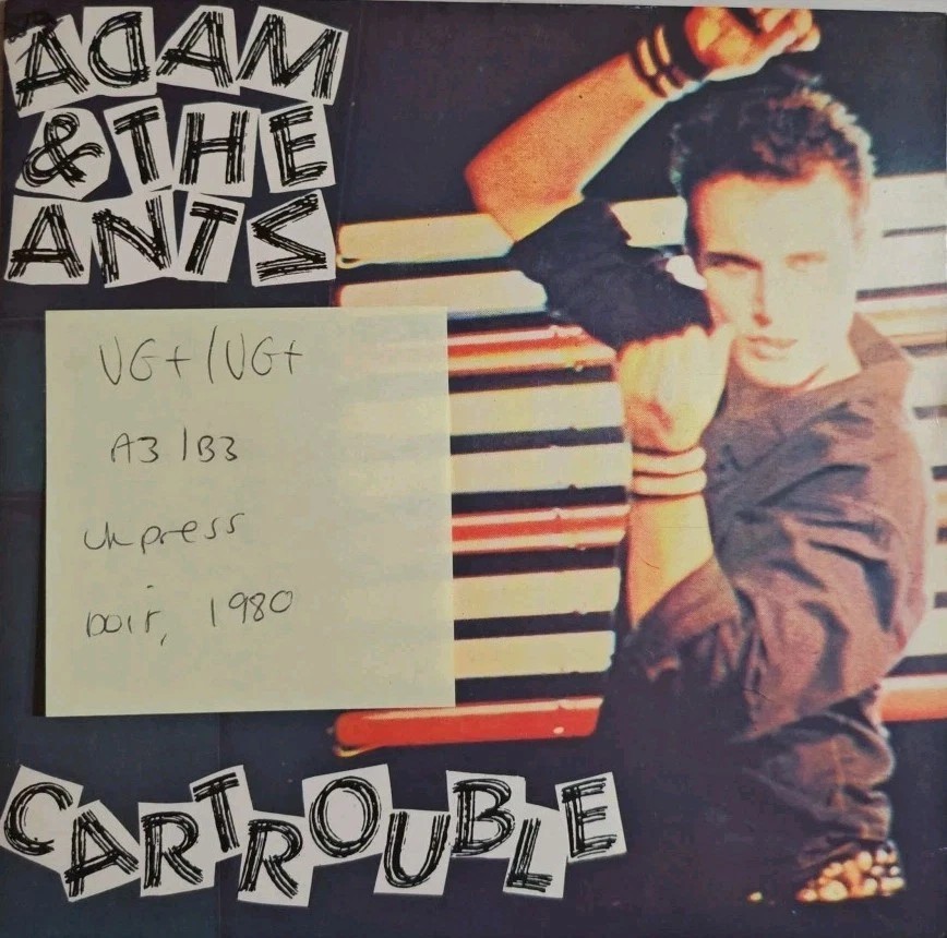 Adam & The Ants Cartrouble Vinyl Record 7" VG+/VG+ DUN 10 1980 sleeve Adam & The Ants Cartrouble Vinyl Record 7" VG+/VG+ DUN 10 1980 sleeve