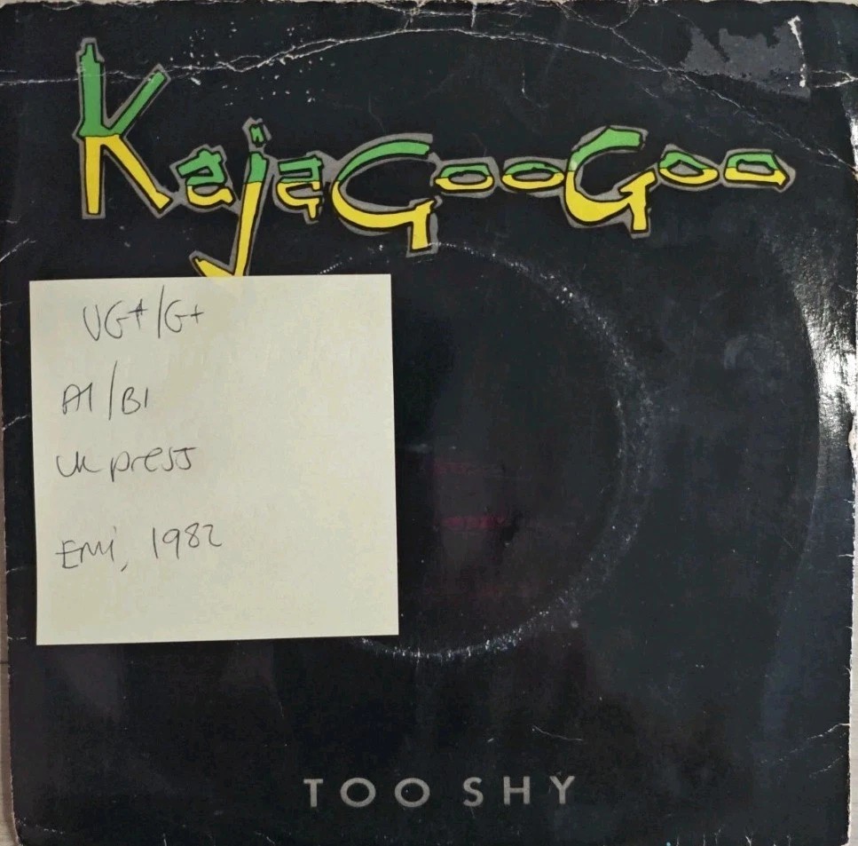 Kajagoogoo Too Shy Vinyl Record 7" VG+/G+ EMI 5359 1983 sleeve Kajagoogoo Too Shy Vinyl Record 7" VG+/G+ EMI 5359 1983 sleeve