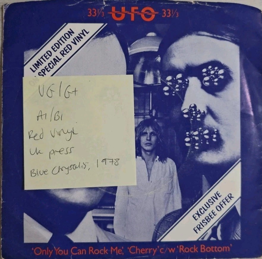UFO Only You Can Rock Me Red Vinyl Record 7" VG/G+ CHS2241 1978 sleeve UFO Only You Can Rock Me Red Vinyl Record 7" VG/G+ CHS2241 1978 sleeve