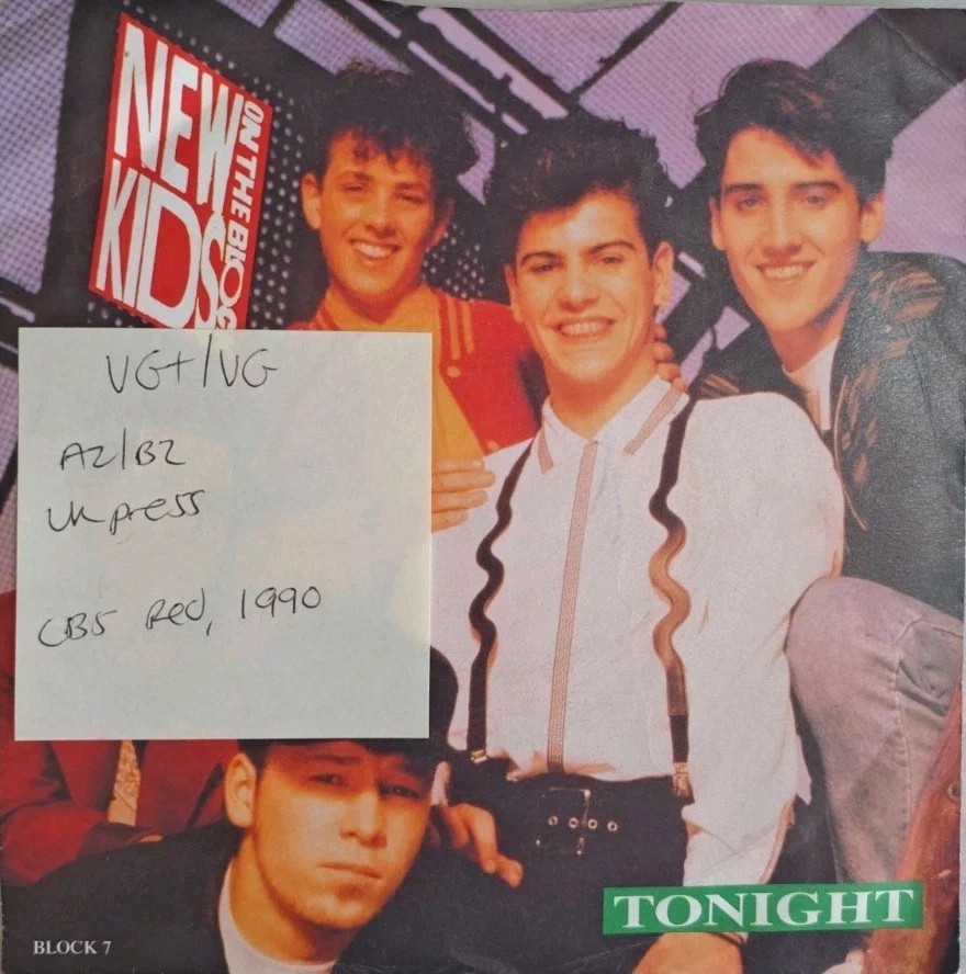 New Kids On The Block Tonight Vinyl Record 7" VG+/VG BLOCK7 1990 sleeve New Kids On The Block Tonight Vinyl Record 7" VG+/VG BLOCK7 1990 sleeve