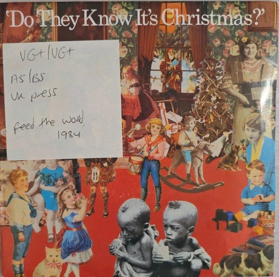 Band Aid Do They Know It's Christmas? Vinyl Record 7" VG+/VG+ FEED 1 1984 sleeve Band Aid Do They Know It's Christmas? Vinyl Record 7" VG+/VG+ FEED 1 1984 sleeve
