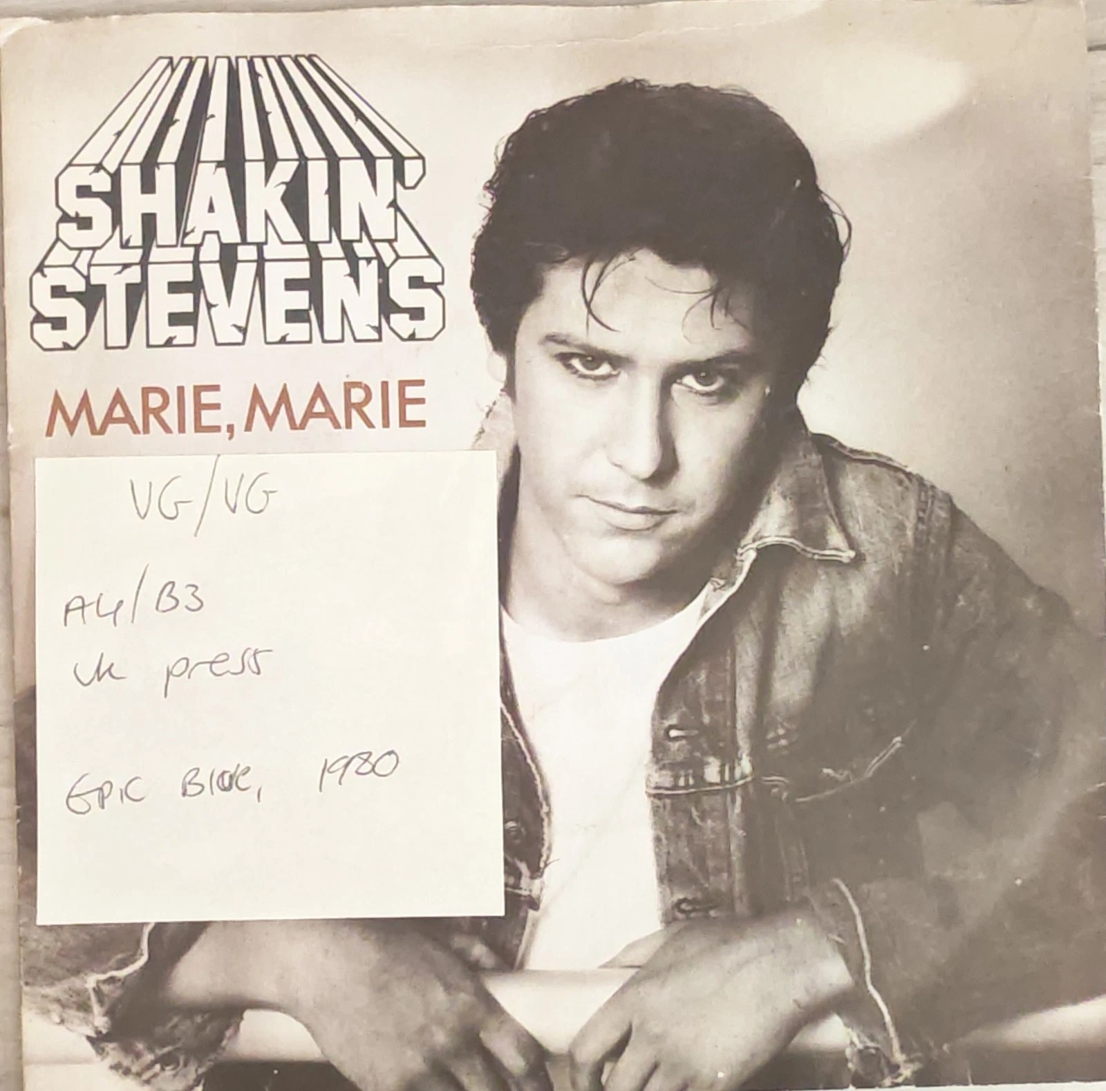 Shakin Stevens Marie Marie Vinyl Record 7" VG/VG EPC 8725 1980 sleeve Shakin Stevens Marie Marie Vinyl Record 7" VG/VG EPC 8725 1980 sleeve