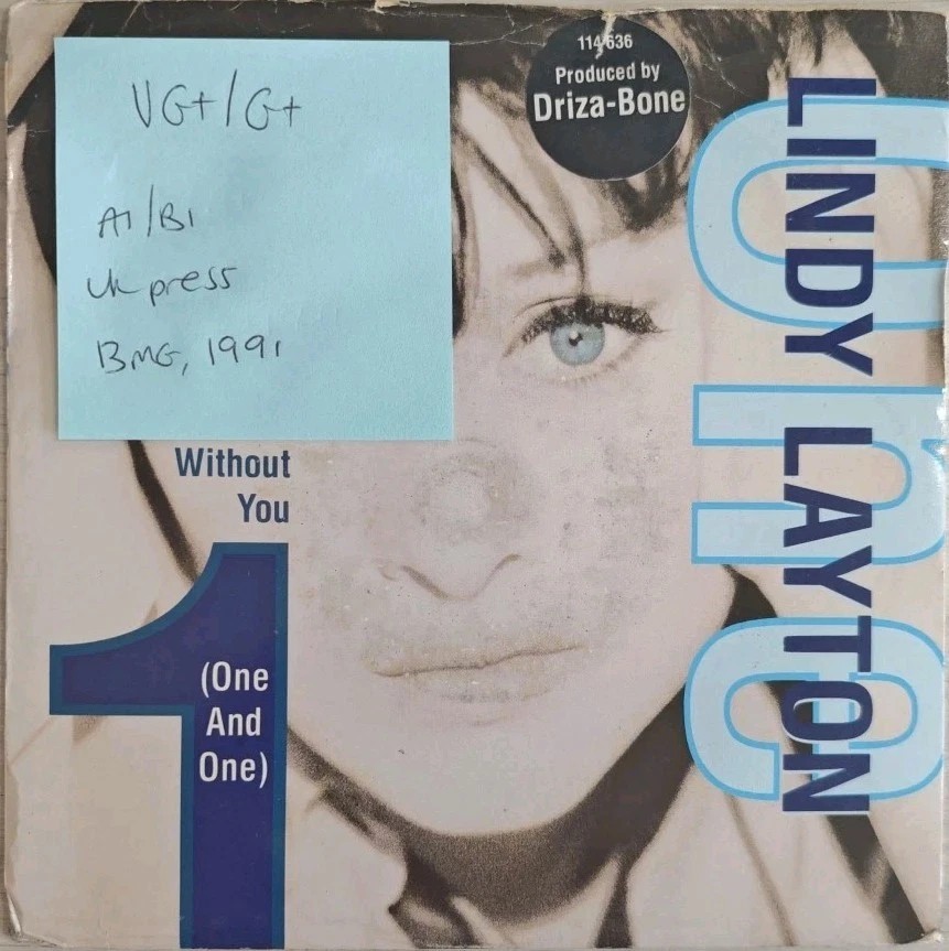 Lindy Layton Without You (One & One) Vinyl Record 7" VG+/G+ AA114636 1991 vinyl record sleeve Lindy Layton Without You (One & One) Vinyl Record 7" VG+/G+ AA114636 1991 vinyl record sleeve
