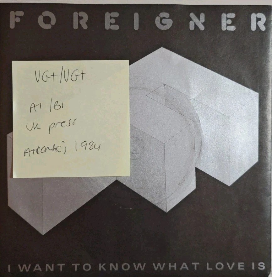 Foreigner I Want To Know What Love Is Vinyl Record 12" VG+/VG+ A9596T 1984 sleeve Foreigner I Want To Know What Love Is Vinyl Record 12" VG+/VG+ A9596T 1984 sleeve