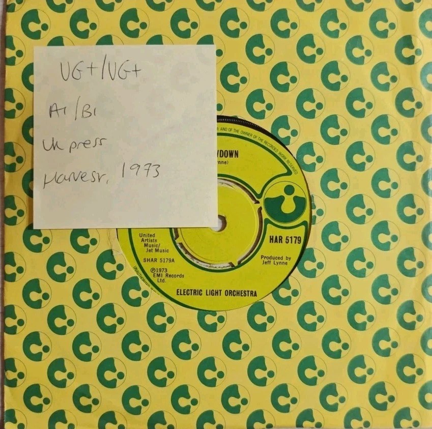 Electric Light Orchestra Showdown Vinyl Record 7" VG+/VG+ HAR 5179 1973 sleeve Electric Light Orchestra Showdown Vinyl Record 7" VG+/VG+ HAR 5179 1973 sleeve