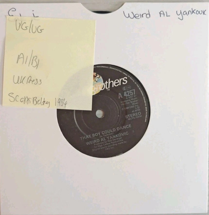 Weird Al Yankovic Eat It / That Boy Could Vinyl Record 7" VG/VG A4257 1984 sleeve Weird Al Yankovic Eat It / That Boy Could Vinyl Record 7" VG/VG A4257 1984 sleeve