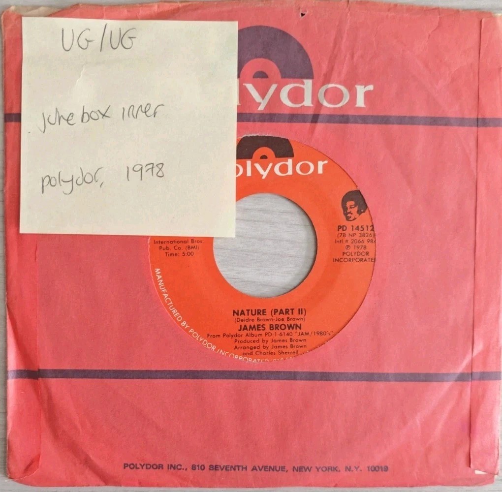 James Brown Nature Vinyl Record 7" VG/VG PD14512 1978 sleeve James Brown Nature Vinyl Record 7" VG/VG PD14512 1978 sleeve