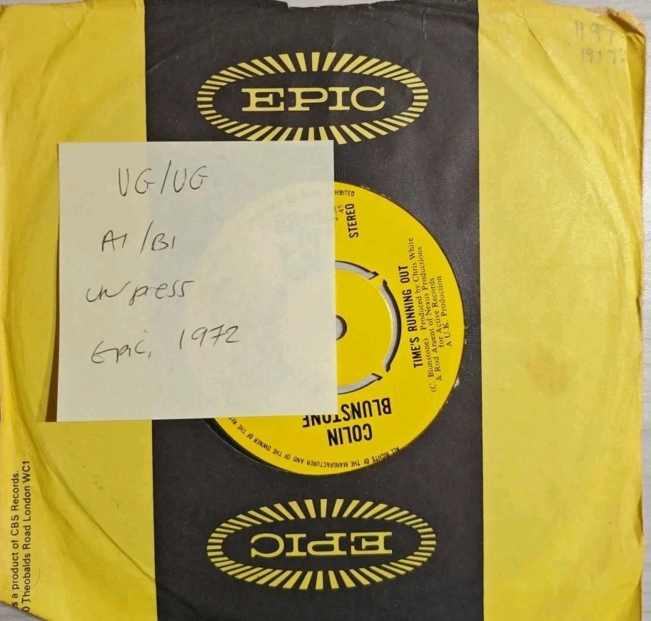 Colin Bkunstone I Don't Believe In Miracles Vinyl Record 7" VG/VG S 8434 1972 sleeve Colin Bkunstone I Don't Believe In Miracles Vinyl Record 7" VG/VG S 8434 1972 sleeve