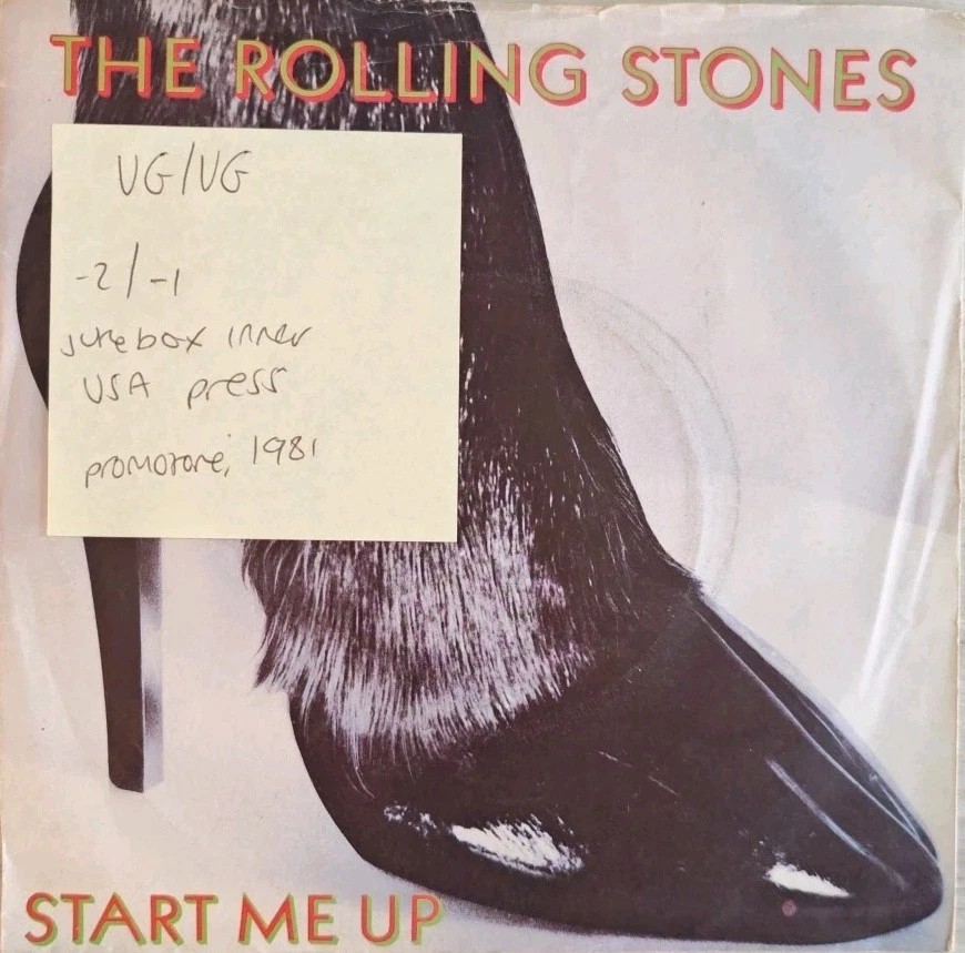 The Rolling Stones Start Me Up Vinyl Record 7" VG/VG RSR108 1981 sleeve The Rolling Stones Start Me Up Vinyl Record 7" VG/VG RSR108 1981 sleeve