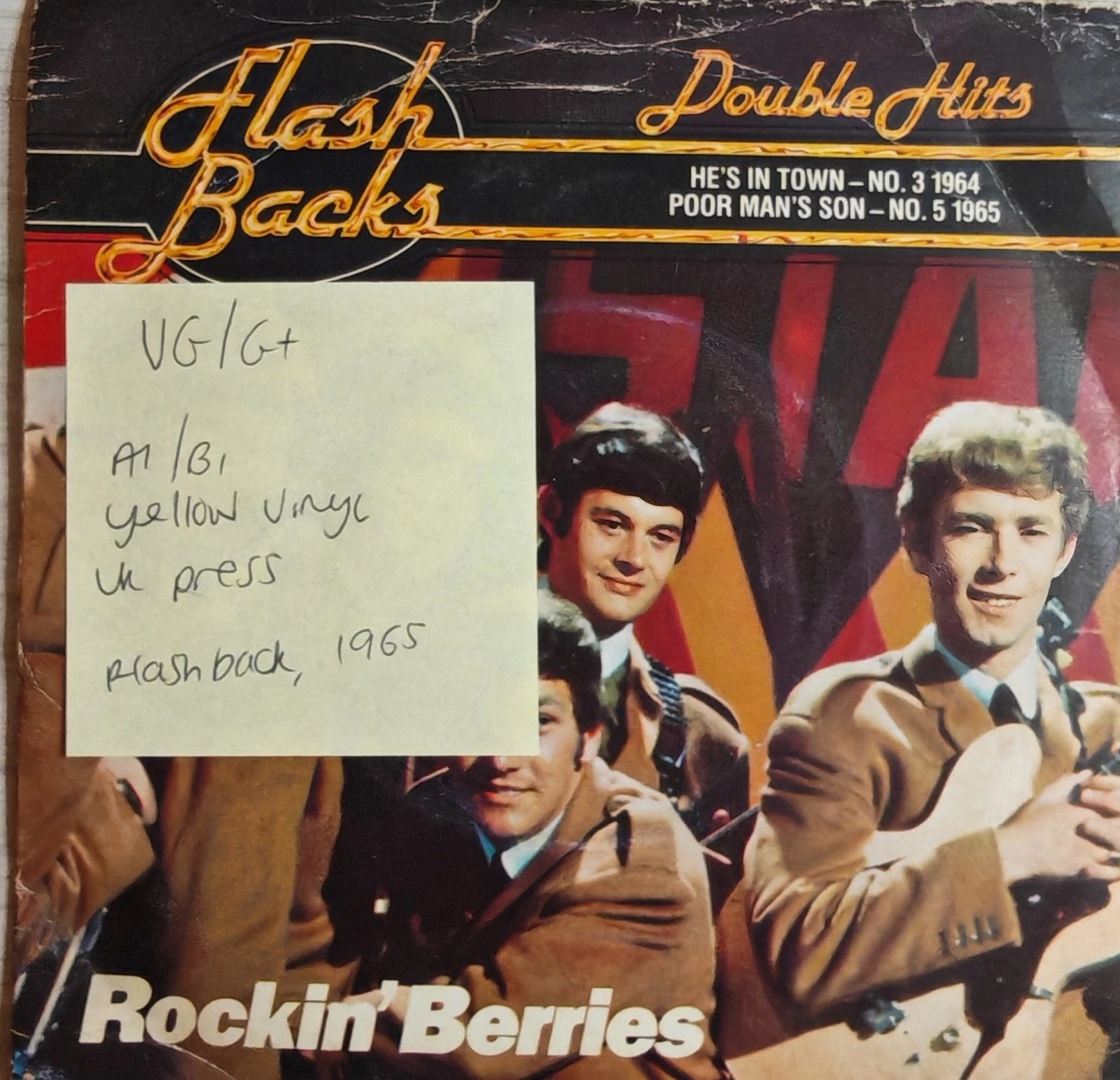 Rockin' Berries He's In Town / Poor Man's Son Yellow Vinyl Record 7" VG/G+ DBS8 sleeve Rockin' Berries He's In Town / Poor Man's Son Yellow Vinyl Record 7" VG/G+ DBS8 sleeve