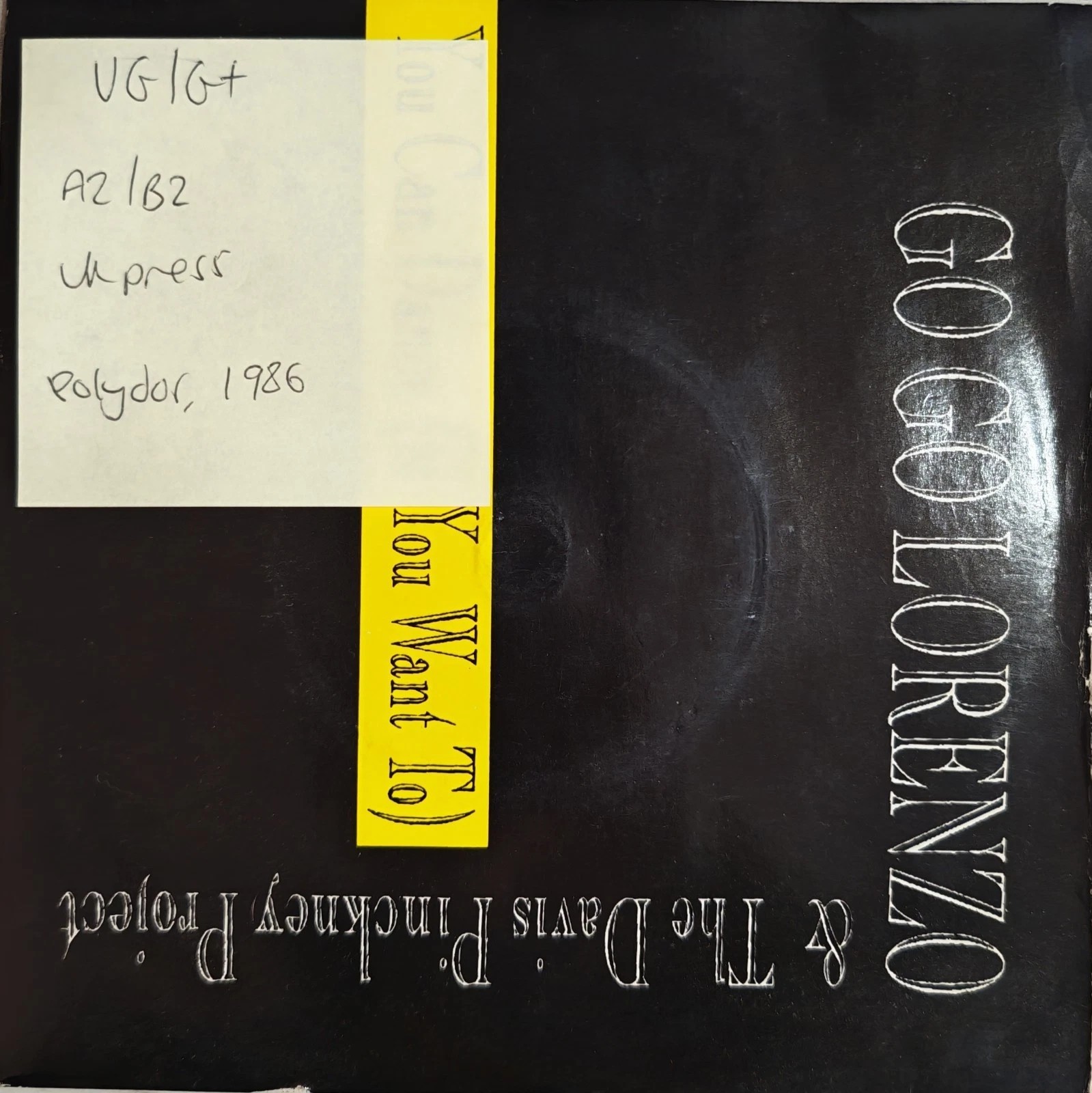 Go Go Lorenzo You Can Dance Vinyl Record 7" VG/G+ POSP 836 1986 sleeve Go Go Lorenzo You Can Dance Vinyl Record 7" VG/G+ POSP 836 1986 sleeve
