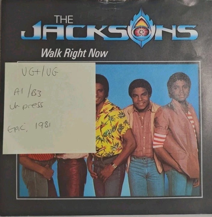 The Jacksons Walk Right Now Vinyl Record 12" VG+/VG EPC A13 1294 1981 vinyl record sleeve The Jacksons Walk Right Now Vinyl Record 12" VG+/VG EPC A13 1294 1981 vinyl record sleeve