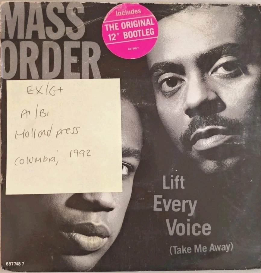 Mass Order Lift Every Voice Take Me Away Vinyl Record 7" EX/G+ 657748 1992 sleeve Mass Order Lift Every Voice Take Me Away Vinyl Record 7" EX/G+ 657748 1992 sleeve