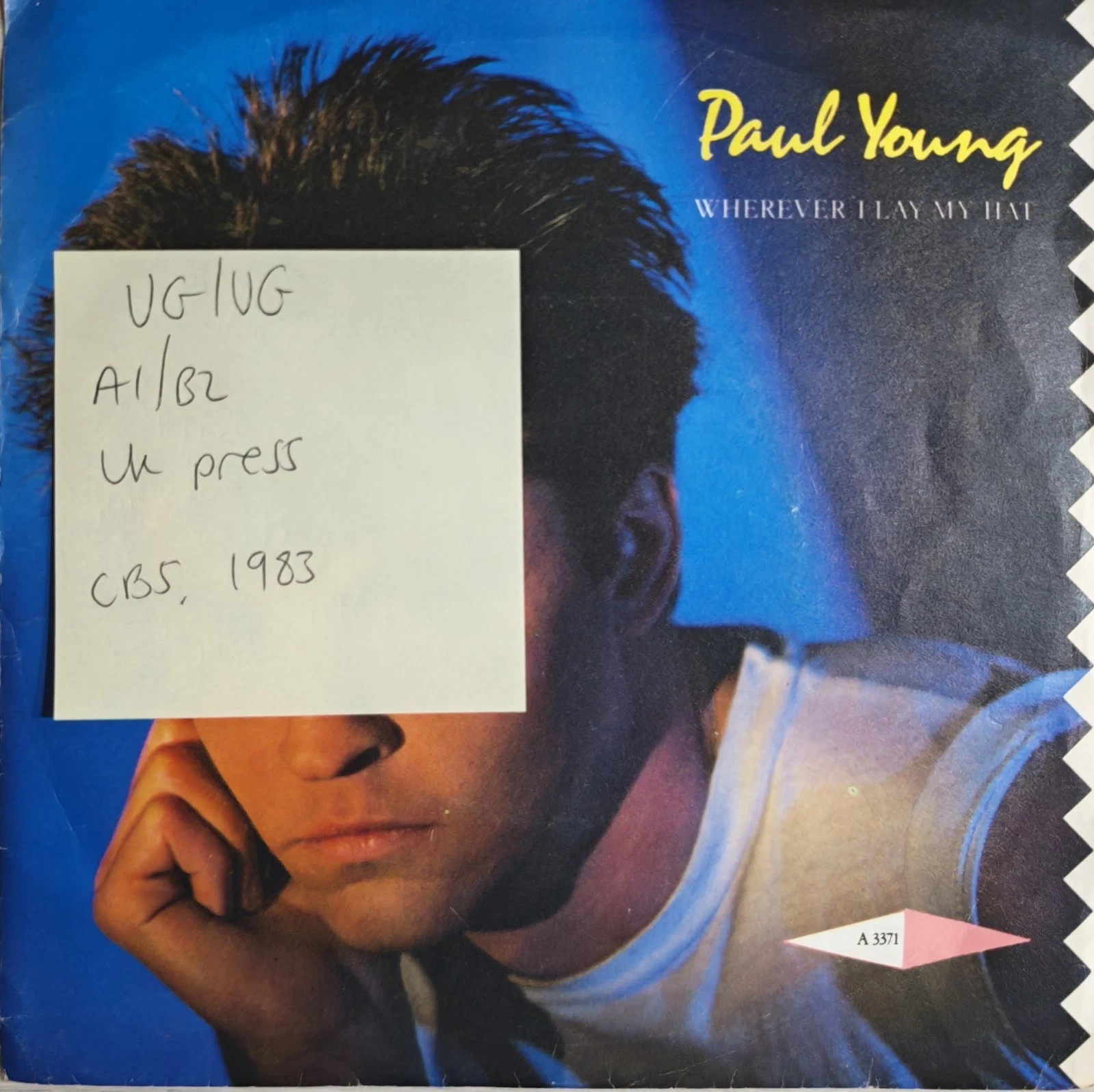 Paul Young Wherever I Lay My Hat Vinyl Record 7" VG/VG CBSA3371 1983 sleeve Paul Young Wherever I Lay My Hat Vinyl Record 7" VG/VG CBSA3371 1983 sleeve