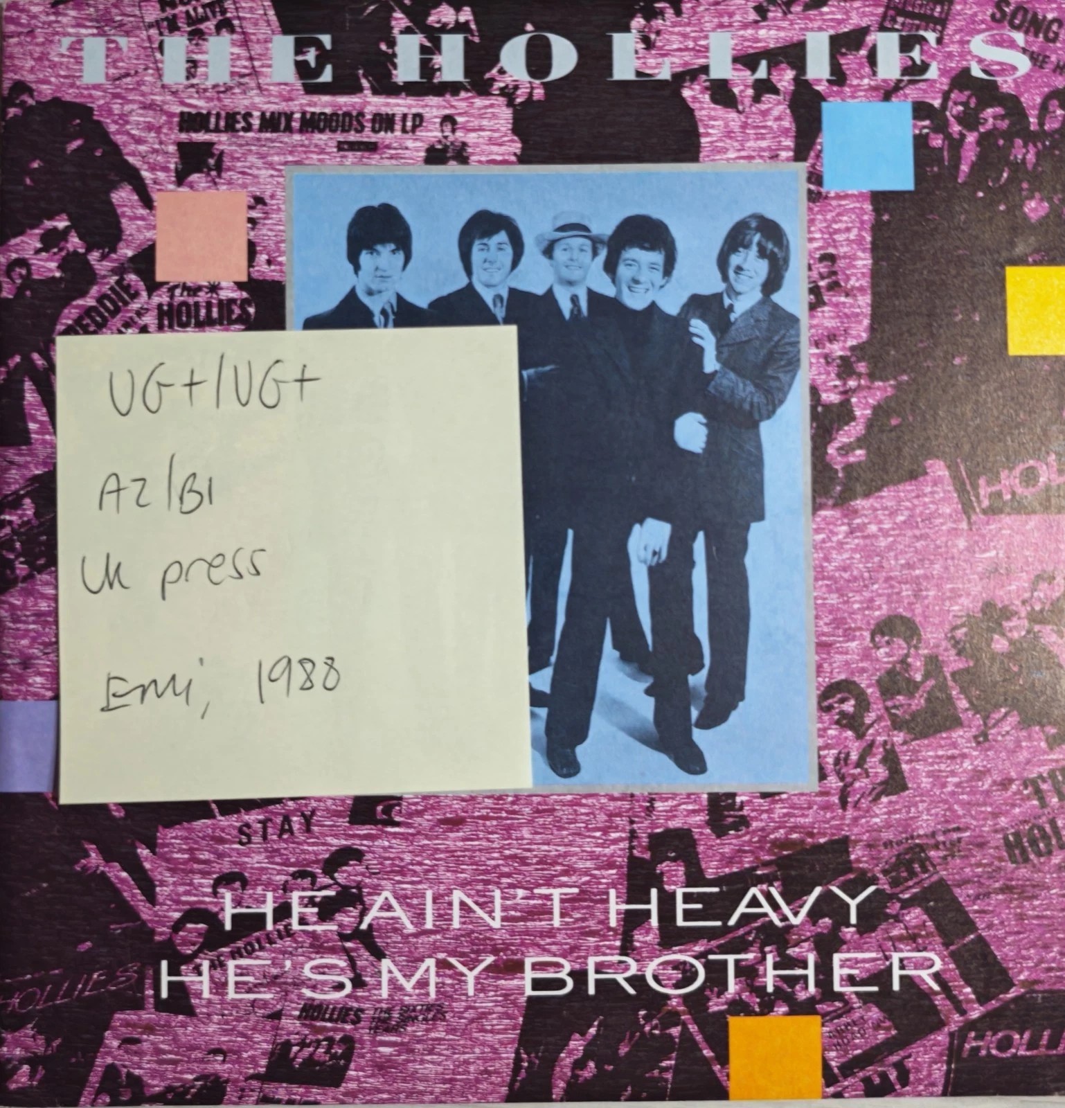 The Hollies He Ain't Heavy, He's My Brother Vinyl Record 7" VG+/VG+ EM74 1988 sleeve The Hollies He Ain't Heavy, He's My Brother Vinyl Record 7" VG+/VG+ EM74 1988 sleeve